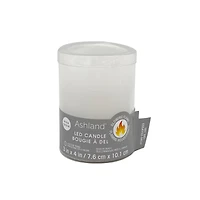 White Glowing Flame LED Wax Pillar Candle by Ashland