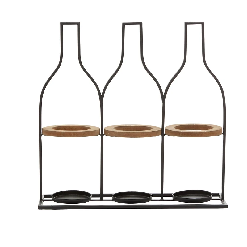 16" Black Metal Farmhouse Wine Rack