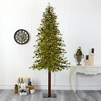 9ft. Pre-Lit Wyoming Alpine & Pinecone Artificial Christmas Tree, Clear LED Lights