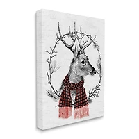 Stupell Industries Deer Winter Botanical Wreath Canvas Wall Art