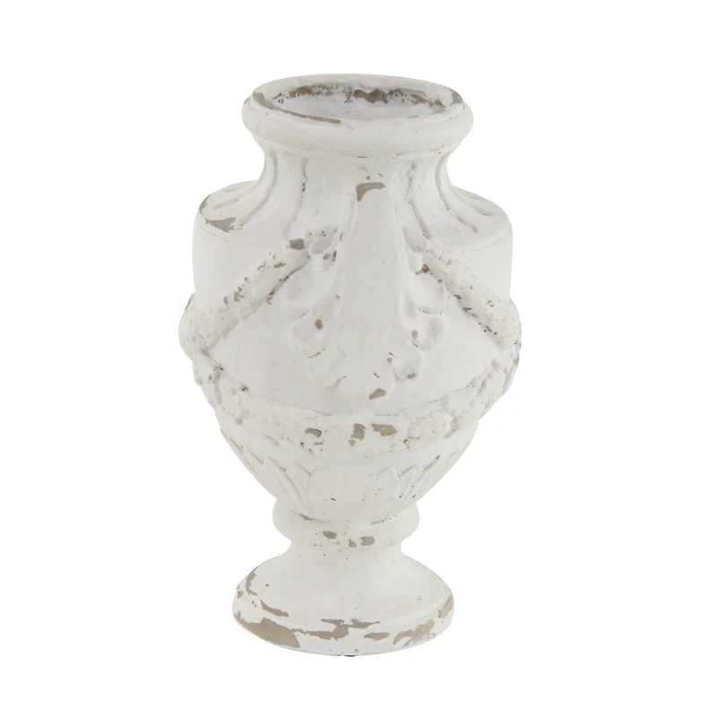 White Fiberglass Farmhouse Vase, 18" x 11" x 11"