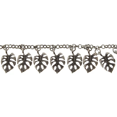 Oxidized Silver Metal Palm Leaf Charms, 20mm by Bead Landing™