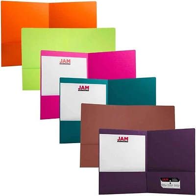 JAM Paper Premium Fashion Colors Matte 2-Pocket Folders, 6ct.