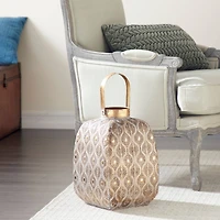 Gold Iron Eclectic Candle Holder Lantern, 21" x 11" x 11"