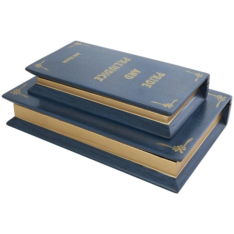 Blue Wooden Pride and Prejudice Storage Faux Book Box, 2ct.