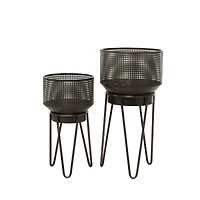 The Novogratz Black Metal Modern Planter Set
