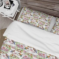 Designart 'Pattern with Flowers and Birds' Cabin & Lodge Bedding Set