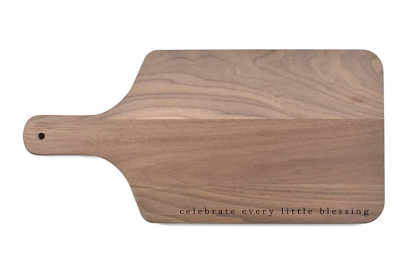 Celebrate Little Blessings 17" x 8" Walnut Paddle Cutting Board