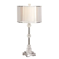 Silver Metal Glam Table Lamp, 30" x 14" x 14"