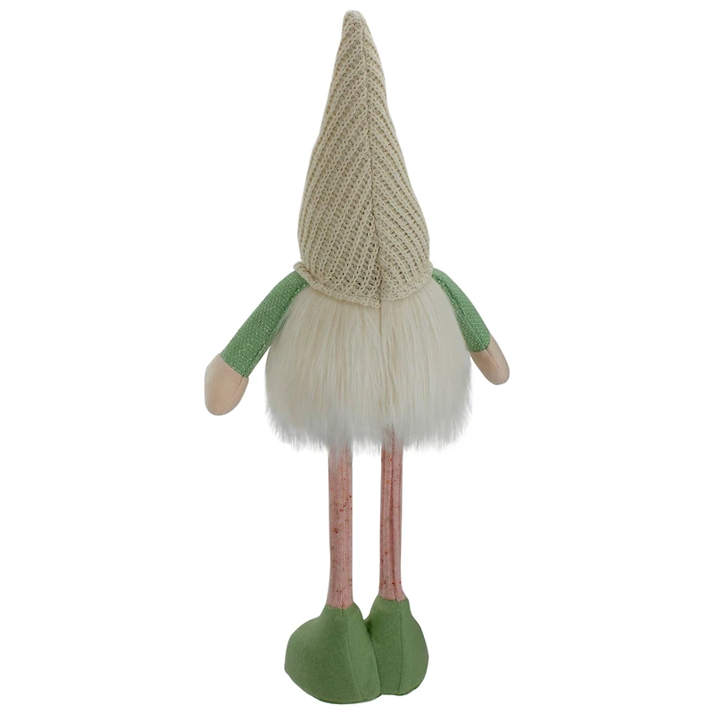 22" Lighted Green & Cream Standing Gnome with Knitted Hat Figure