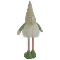 22" Lighted Green & Cream Standing Gnome with Knitted Hat Figure
