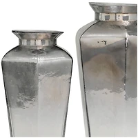 Gray Glass Hexagon Geometric Vase Set