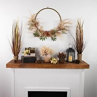 24" Fall Harvest Pale Roses with Foliage Artificial Wreath