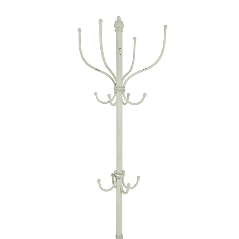 White Metal Farmhouse Coat Rack 72" x 15" x 15"