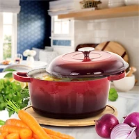 MegaChef 5qt. Red Enameled Cast Iron Casserole