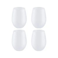 Craft Express 17oz. Frosted White Stemless Glass, 4ct.
