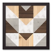 Geometric Wood Pattern Canvas Wall Art in Black Frame