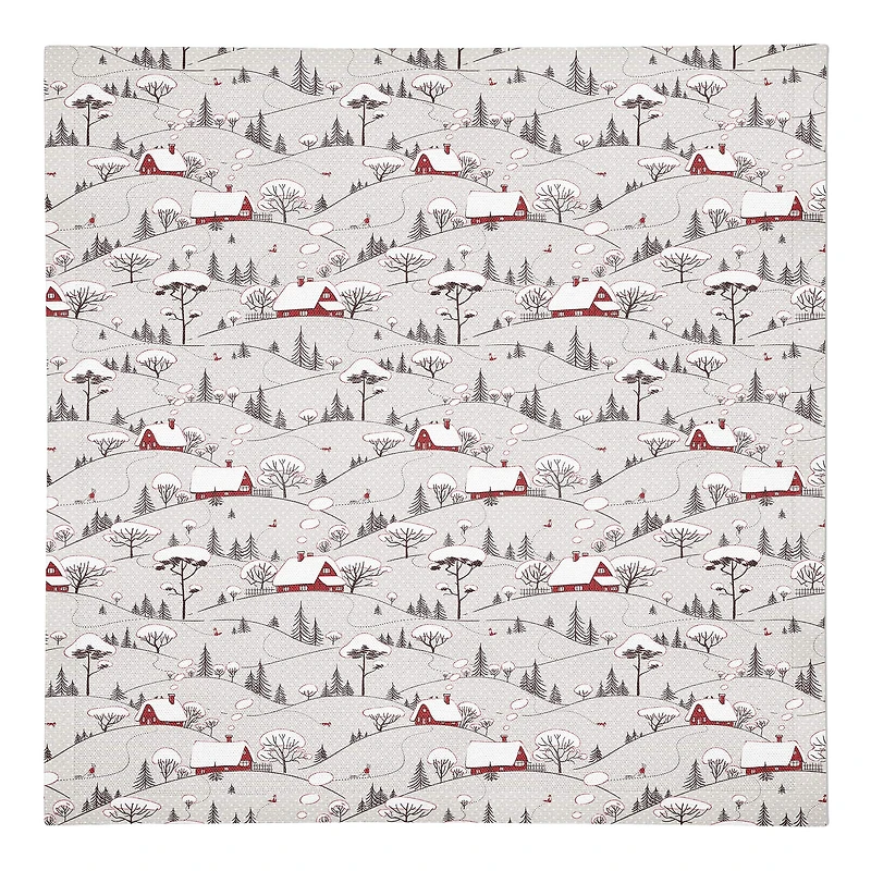 Snowy Village 10x10 Cotton Twill Napkin