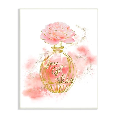 Stupell Industries You Got This Phrase Glam Fashion Pink Rose Cosmetic Wall Plaque