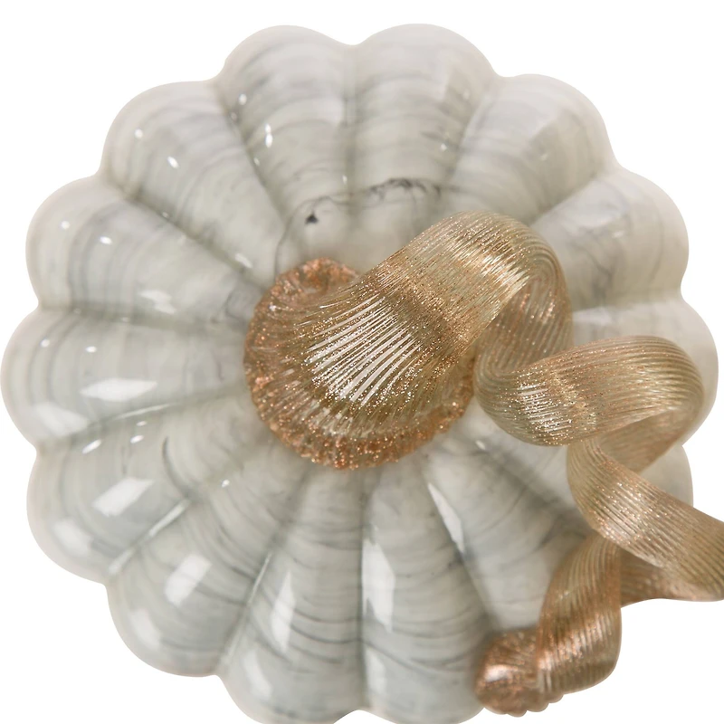 Glitzhome® Gray Marble Glass Pumpkin Set