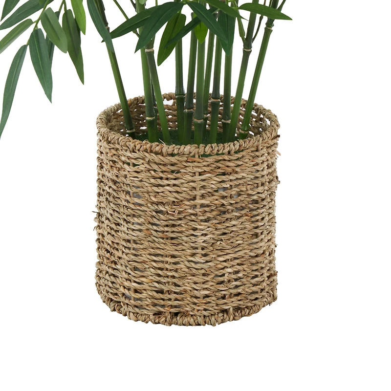 40" Green Realistic Foliage Plant in Brown Seagrass Pot