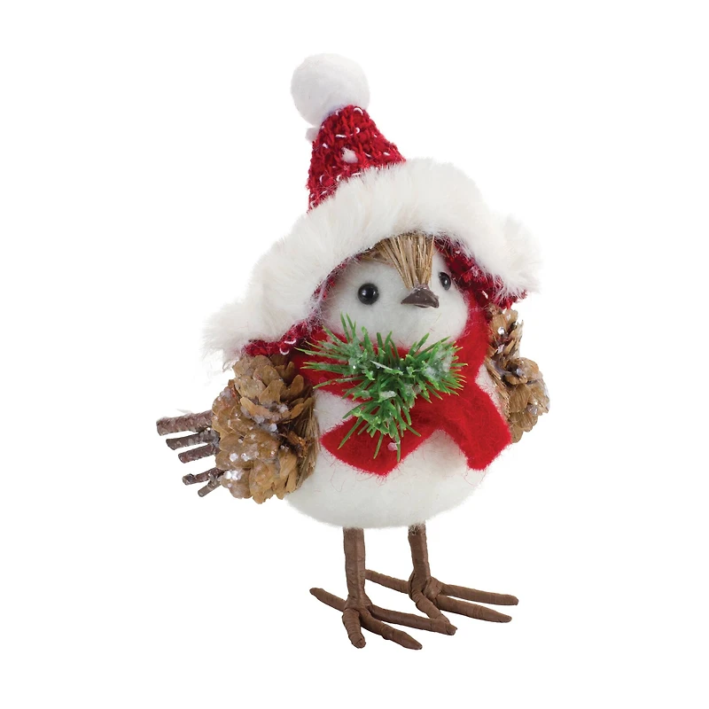 Winter Bird Shelf Sitter with Natural Accents