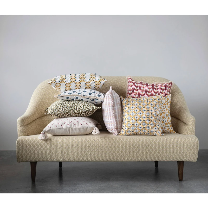 Hello Honey® 20" Embroidered Dots & Tassels Cotton Slub Square Pillow