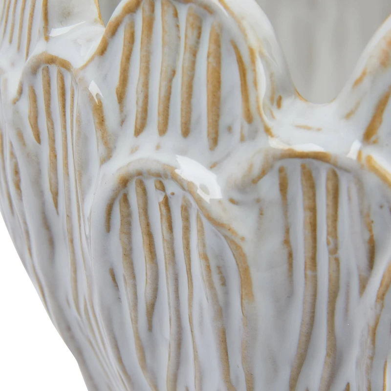 Hello Honey® 8" Ivory Stoneware Flower Shaped Planter