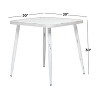 White Aluminum Farmhouse Outdoor Dining Table, 30" x 30" x 30"