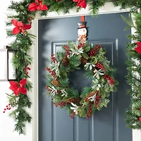 Glitzhome® 24" Christmas Pinecone, Leaf & Berry Wreath