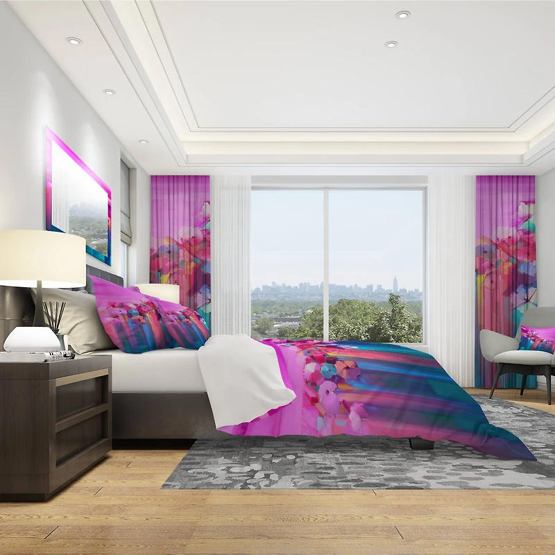 Designart 'Abstract Red Gerbera Summer Season Flower' Modern & Contemporary Bedding Set