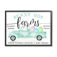 Stupell Industries Bunny Hop Farms Sign Easter Egg Green Truck Framed Giclee Art