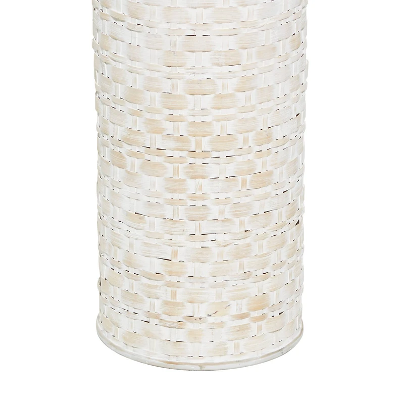White Bamboo Tall Woven Floor Vase 9" x 9" x 30"