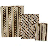 Brown Stripe & Chain Print Faux Leather Faux Book Box Set