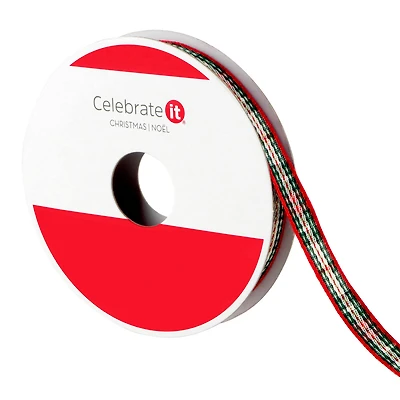 3/8" x 12ft. Green Plaid Ribbon by Celebrate It® Christmas