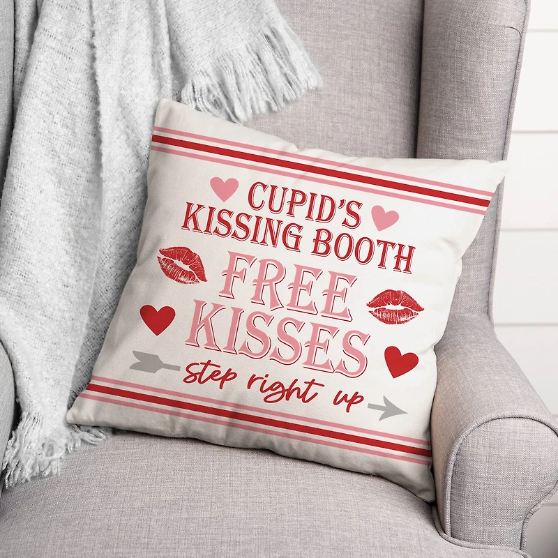 Cupid Kissing Booth Throw Pillow
