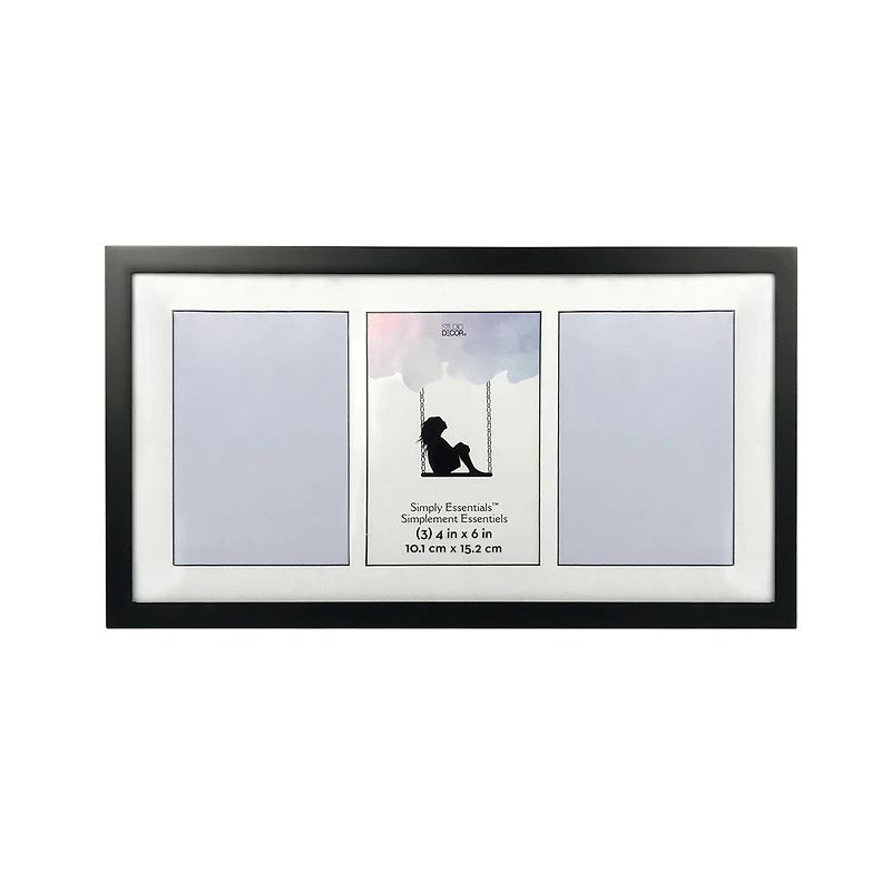Simply Essentials™ 3 Opening Black Collage Frame with Mat by Studio Décor