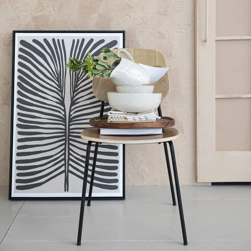 Hello Honey® 36.5" Black & Cream Abstract Lines Framed Wall Decoration