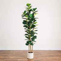 8ft. Artificial Fiddle Leaf Tree in Decorative White Planter