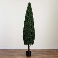 7ft. UV-Resistant Potted Boxwood Topiary Cone Tree