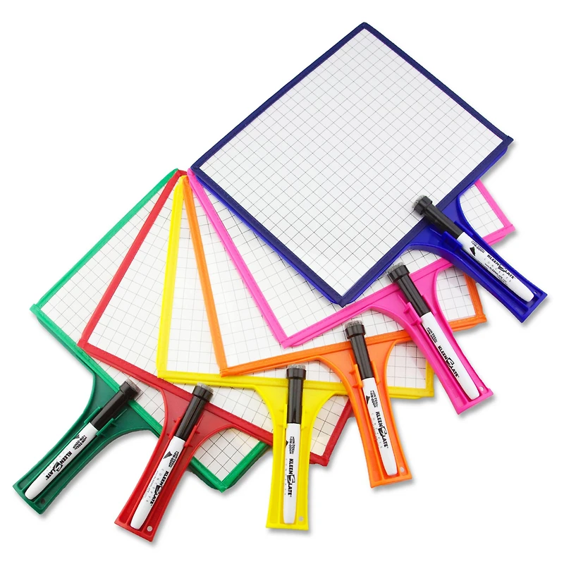 KleenSlate® Handheld Whiteboards with Clear Dry Erase Sleeves & Markers