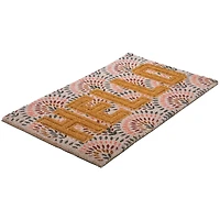 Brown & Pink Hello Floral Doormat