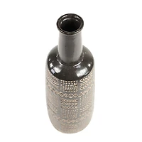 Black Porcelain Eclectic Vase, 18" x 6" x 6"