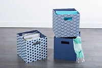DII® 11" Nautical Blue Waves Cube Storage Bin