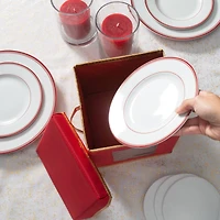 Simplify Holiday Saucer Plate Dinnerware Storage Box with 12 Felt Dividers