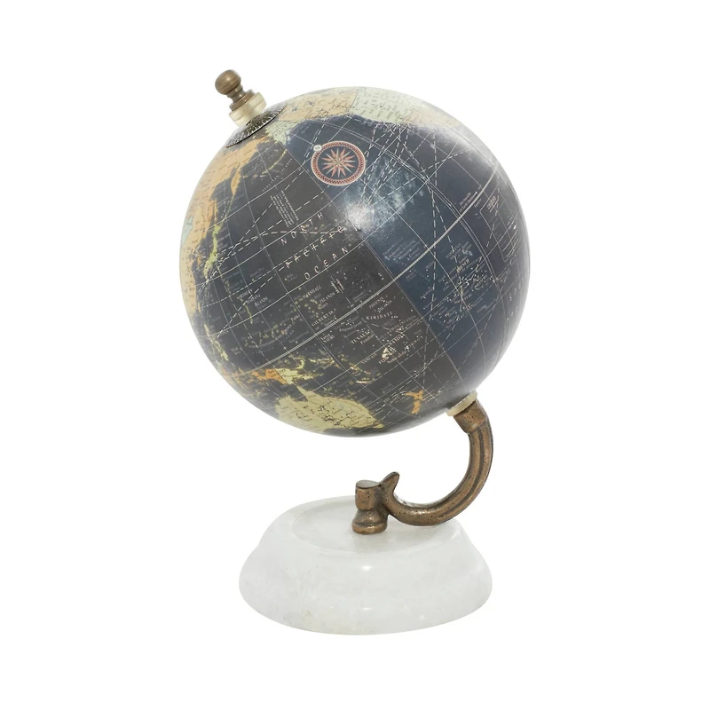 Modern Black Globe with Iron & Marble Base