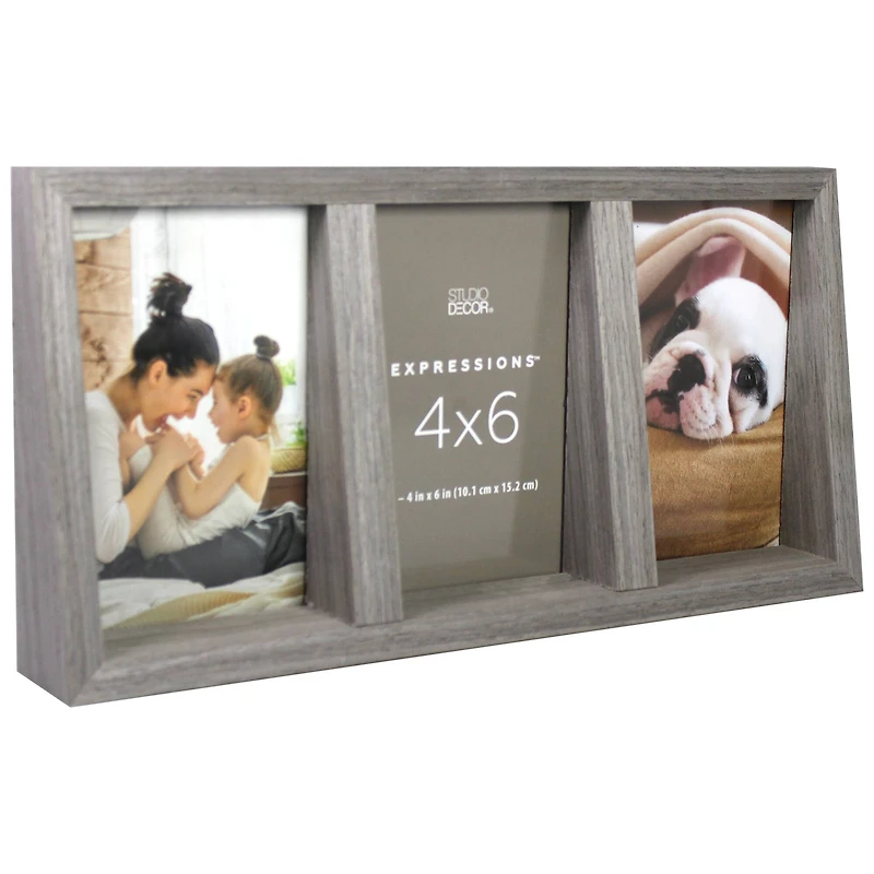 Expressions™ 3 Opening 4" x 6" Gray Angled Collage Frame by Studio Décor®