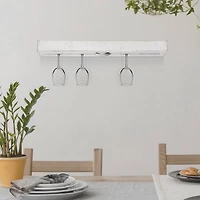 Whitewashed Wooden Wall-Mounted Wine Glass Floating Shelf