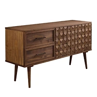 Walker Edison 58" Brown Solid Wood 2-Drawer Prism Sideboard