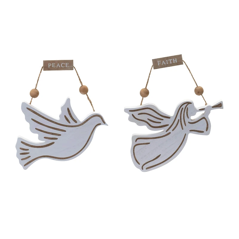 Dove & Angel Sentiment Ornament Set